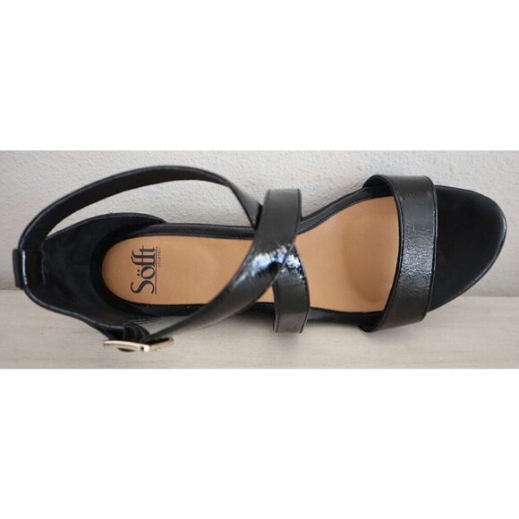 Söfft SF0001311 Women's Sz 11M Black Crinkle Patent Innis Wedge Sandals - Picture 8 of 10